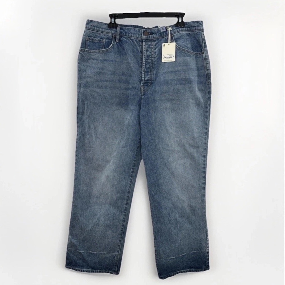 NWT a.n.a. Jeans Womens 16 Blue Highest Rise Ankle Straight Leg Denim Button Fly